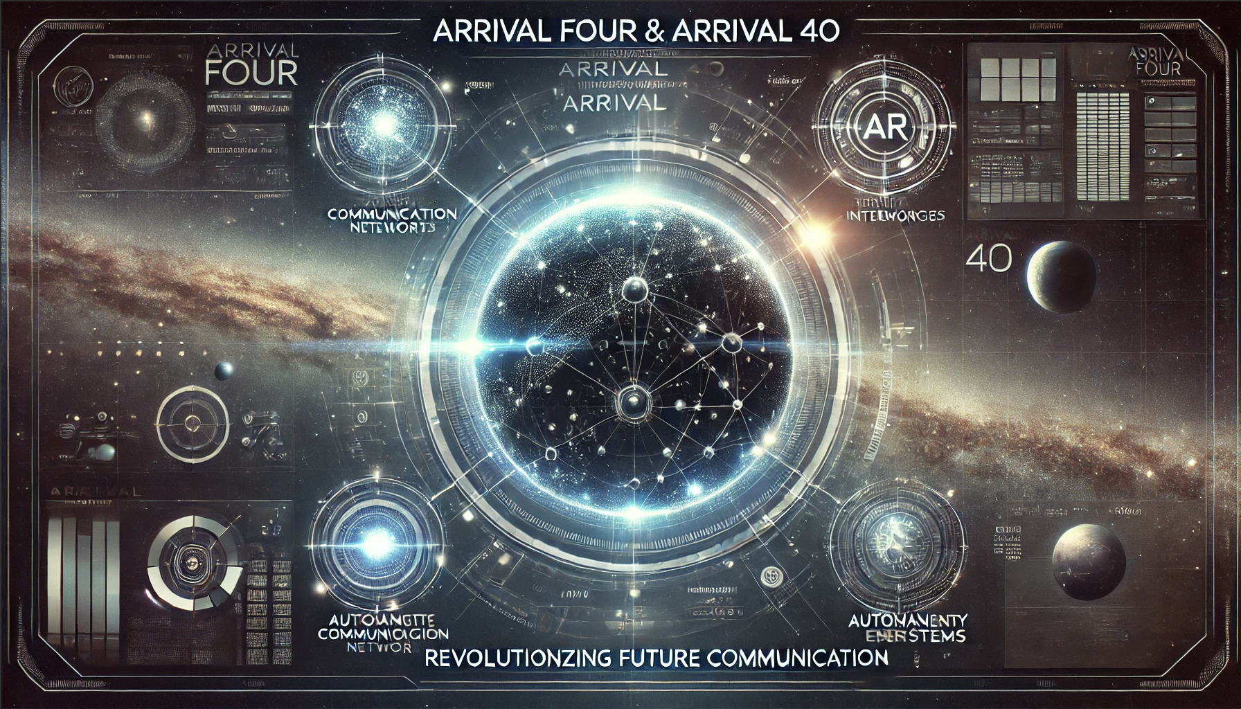 Here's the cover image for Arrival Four & Arrival 4o. It blends science fiction with advanced technology themes, featuring a <a href=