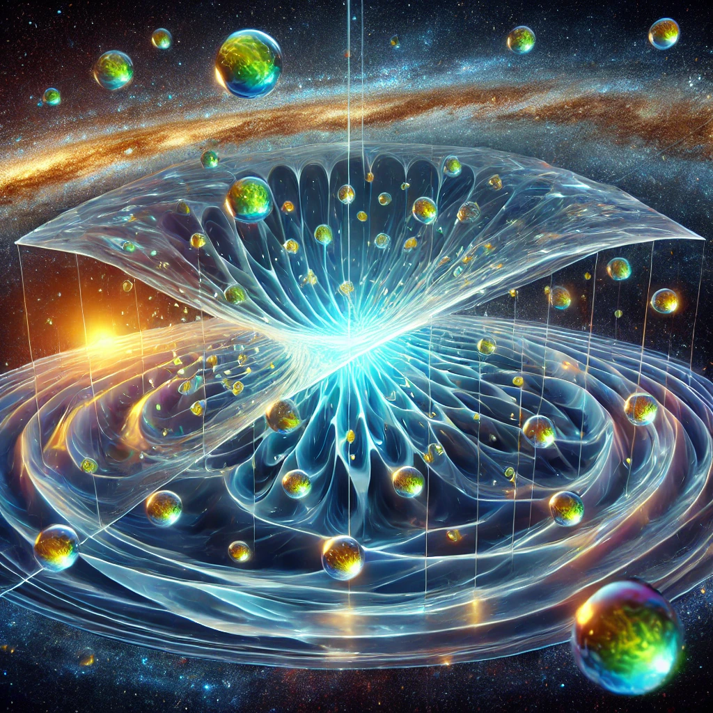 Artistic representation of cosmic waves and dimensional balance